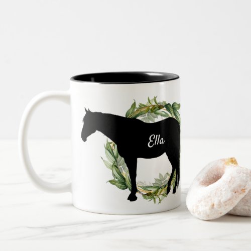 Personalized Equestrian Horse Riding Custom Name T Two_Tone Coffee Mug