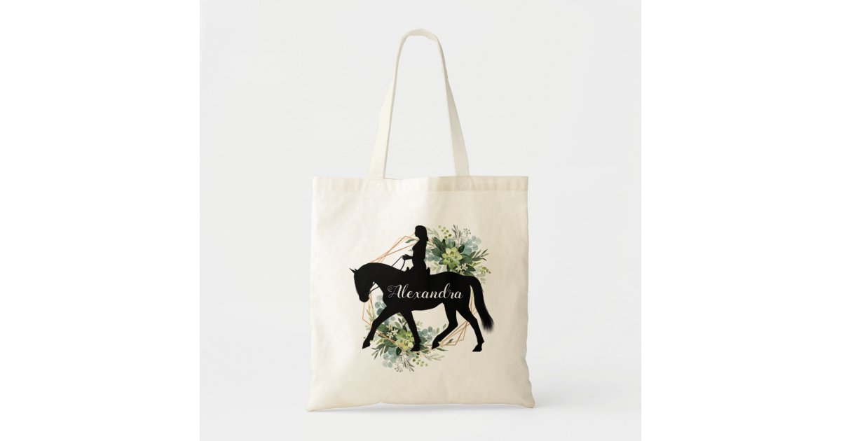 Personalized Equestrian Horse Riding Custom Name Tote Bag