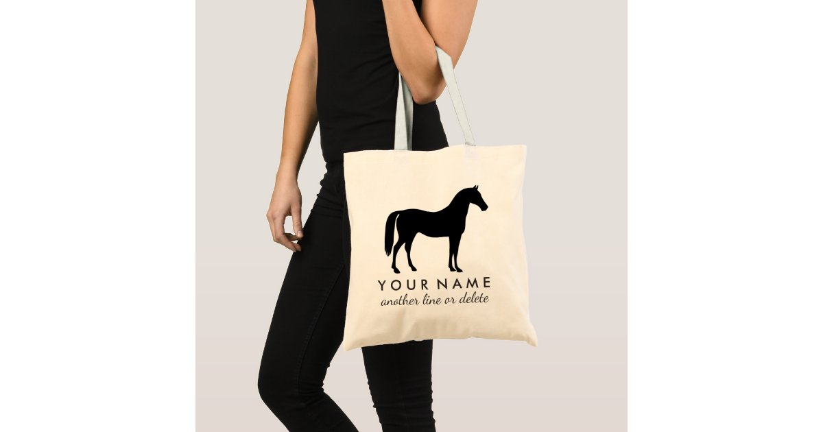 Personalized Equestrian Horse Riding Custom Name Tote Bag