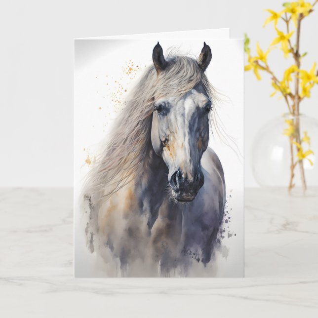 Personalized Equine Greeting Card (Yellow Flower)