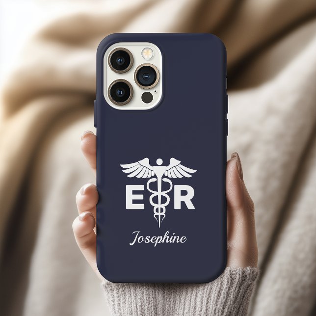 Personalized ER Nurse Phone Case Caduceus Symbol (er nurse birthday gift, custom nurse graduation phone case gift, thank you nurse gift case,)