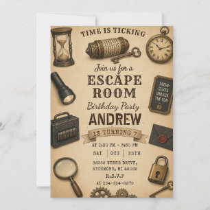 Personalized Escape Room Birthday party Invitation