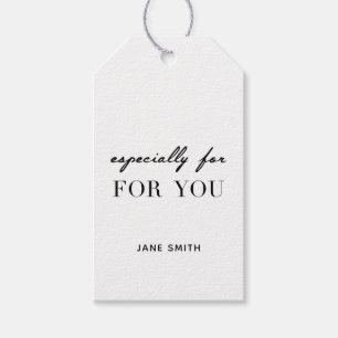 Personalized "Especially For You" gift tag white