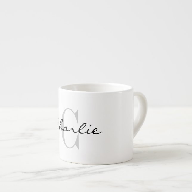 Personalized espresso cup with classy monogram (Front Right)