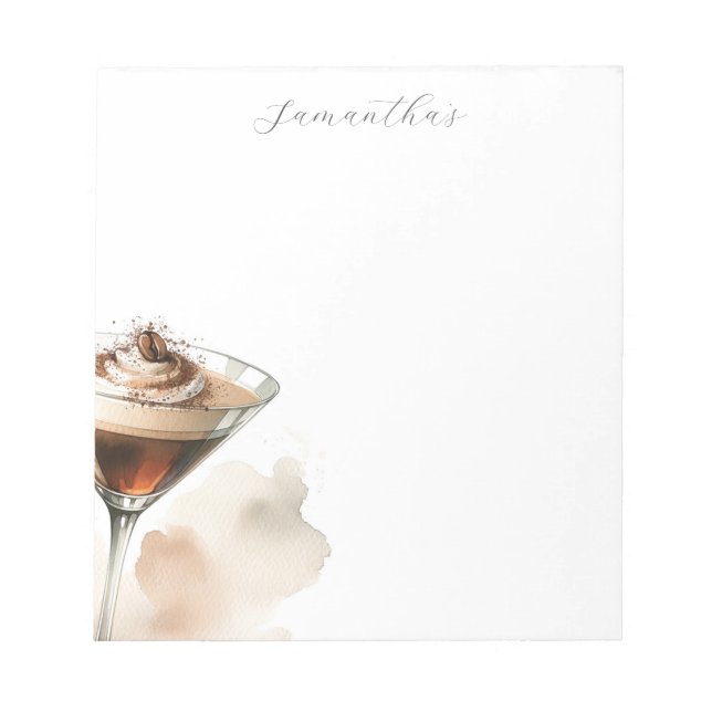 Personalized Espresso Martini Themed Notepad (Front)