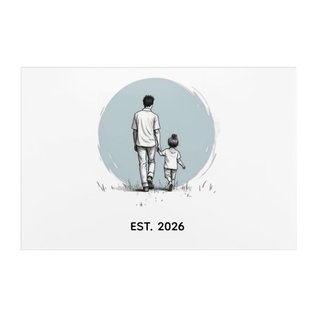 Personalized EST Year Father & Daughter Minimalist Acrylic Print (Front)