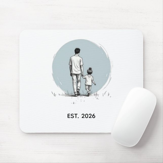 Personalized EST Year Father & Daughter Minimalist Mouse Pad (With Mouse)
