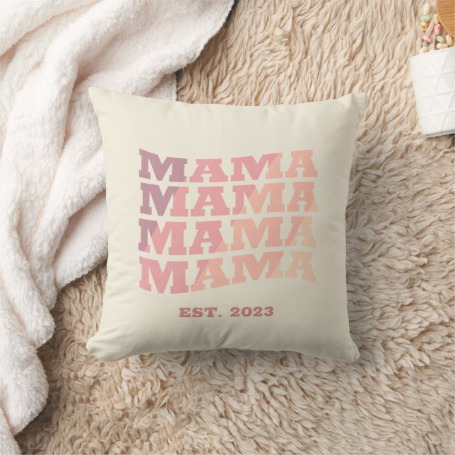 Personalized established Mama Throw Pillow (Blanket)