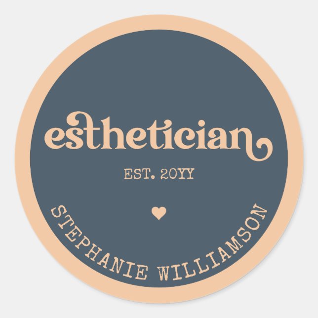 Personalized Esthetician Cosmetologist Beautician Classic Round Sticker (Front)