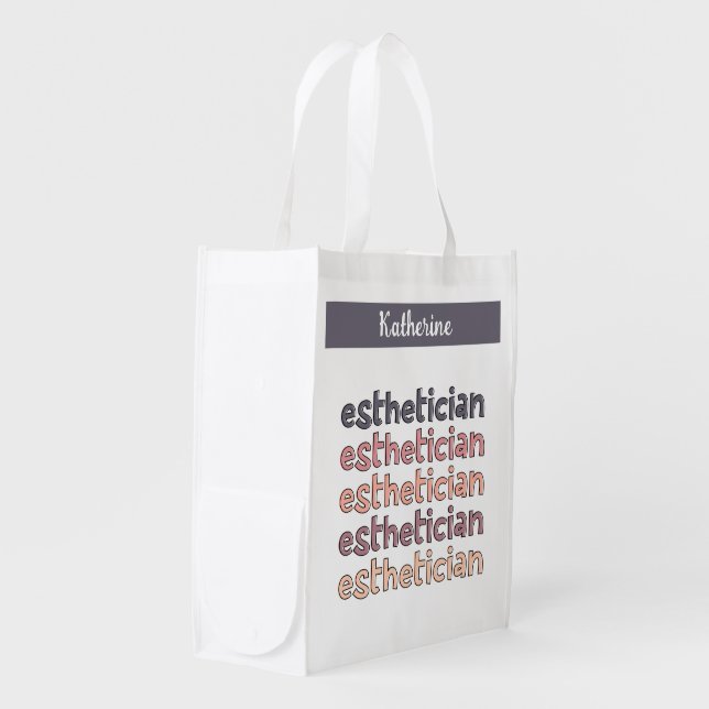 Personalized Esthetician Cosmetologist Beautician Grocery Bag (Front Side)