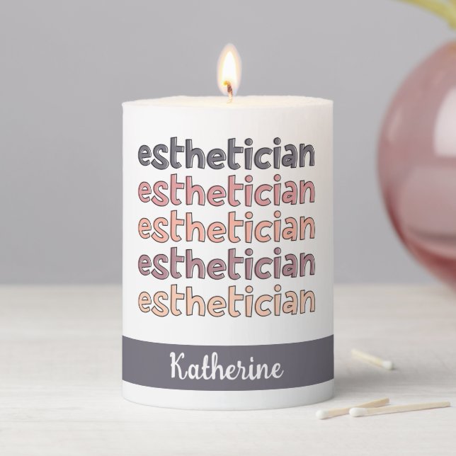 Personalized Esthetician Cosmetologist Beautician Pillar Candle (In Situ)