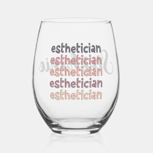 Personalized Esthetician Cosmetologist Beautician Stemless Wine Glass