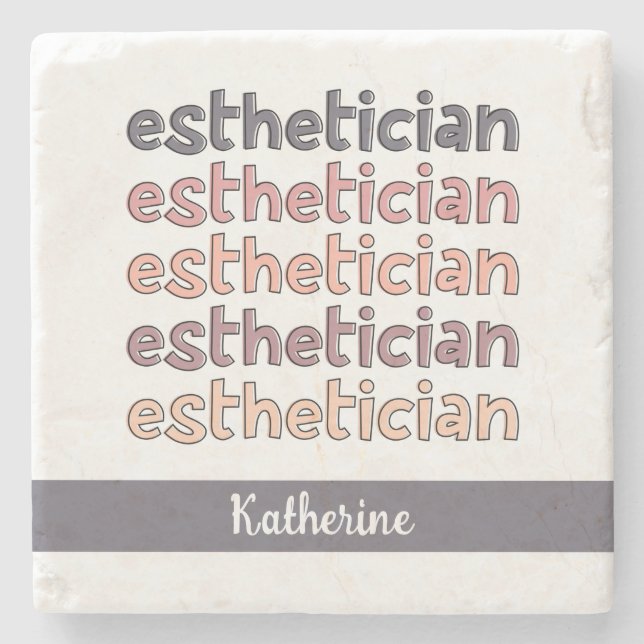 Personalized Esthetician Cosmetologist Beautician Stone Coaster (Front)