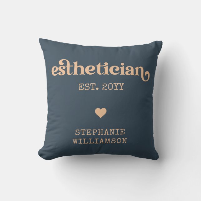 Personalized Esthetician Cosmetologist Beautician Throw Pillow (Front)