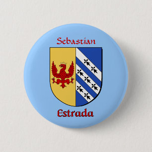 Personalized Estrada Historical Shield Pinback Button