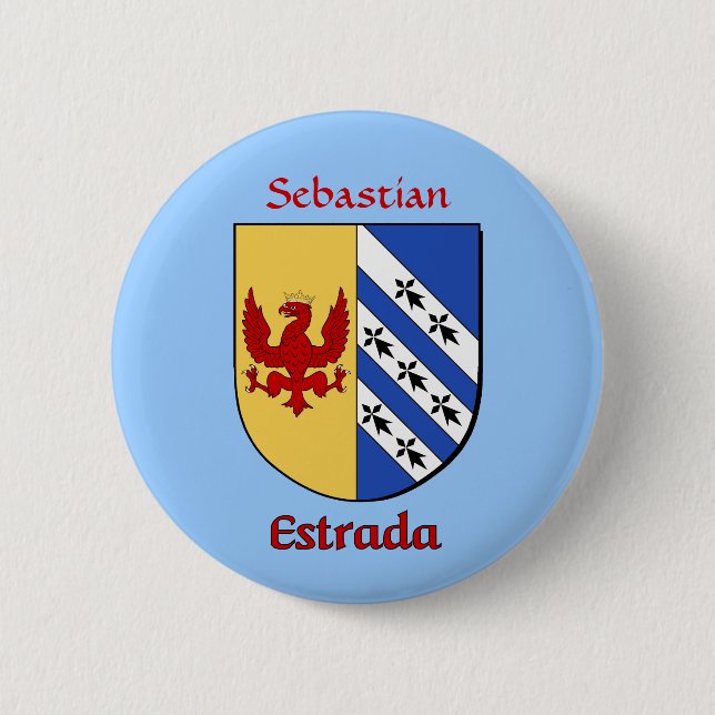 Personalized Estrada Historical Shield Pinback Button (Front)