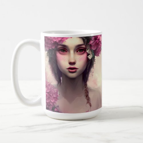 Personalized Ethereal Girl with Pink Freckles Coffee Mug
