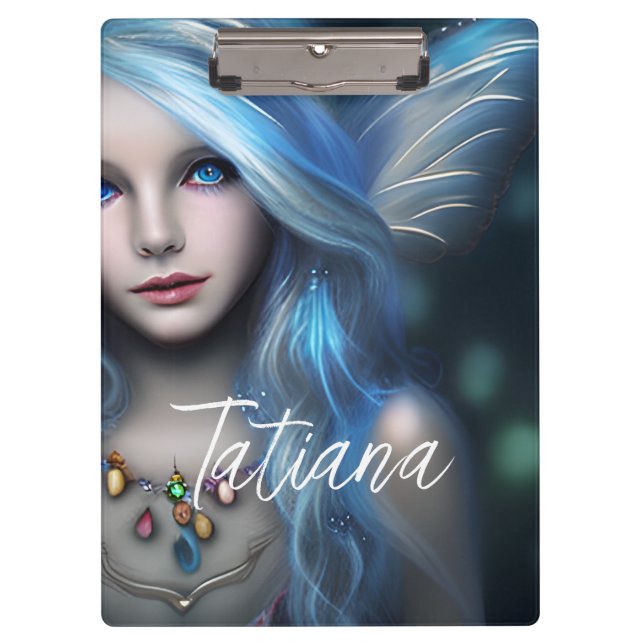 Personalized Ethereal Mystical Blue Fairy Clipboard (Front)