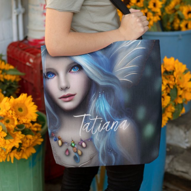 Personalized Ethereal Mystical Blue Fairy Tote Bag (Creator Uploaded)