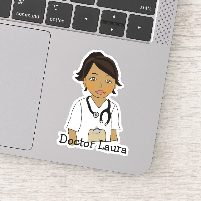 Personalized Ethnic Doctor, Nurse, Caregiver Name Sticker (Detail)