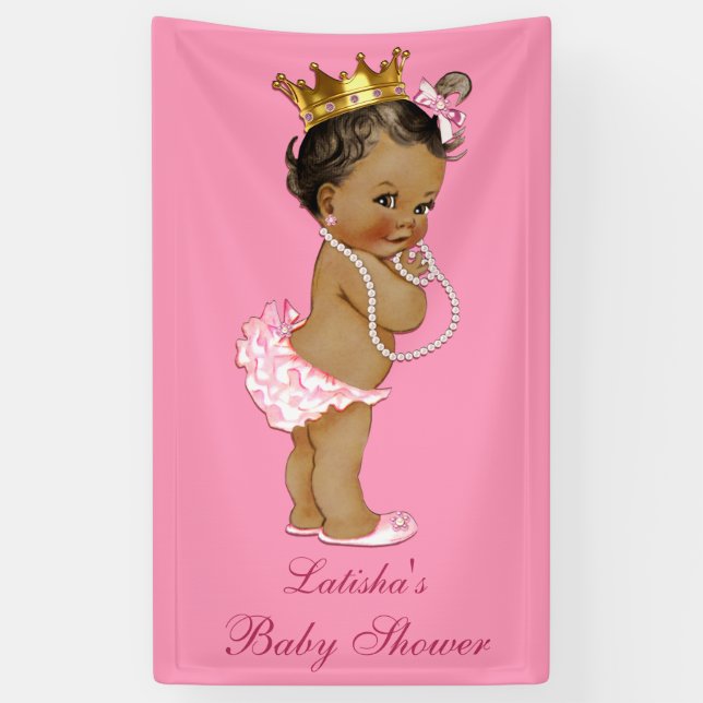 Personalized Ethnic Little Princess Baby Shower Banner (Vertical)