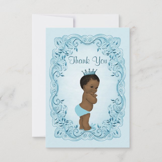 Personalized Ethnic Prince Baby Shower Thank You (Front)