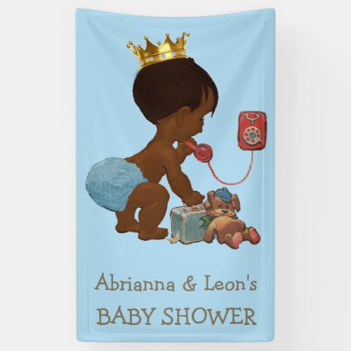 Personalized Ethnic Prince on Phone Baby Shower Banner