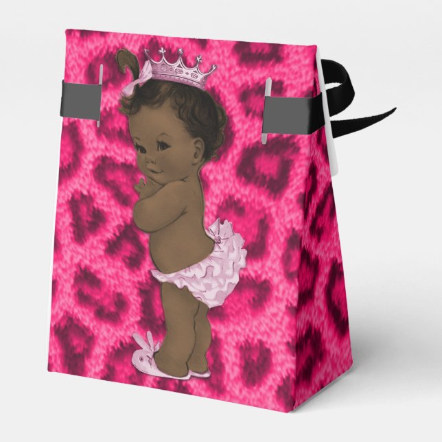 Personalized Ethnic Princess Baby Leopard Pattern Favor Boxes (Back Side)