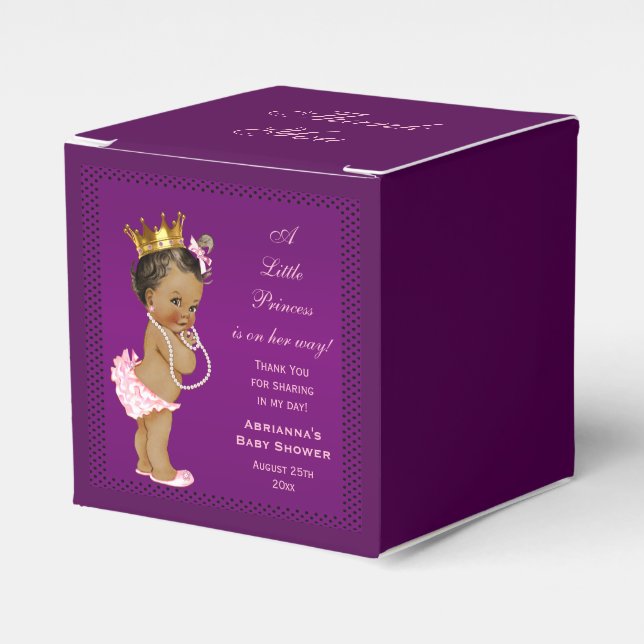 Personalized Ethnic Princess Baby Shower Thank You Favor Boxes (Front Side)