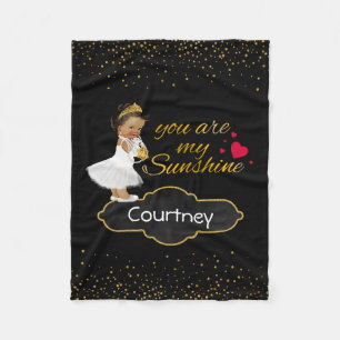 Personalized Ethnic Princess Gold Sunshine Nursery Fleece Blanket
