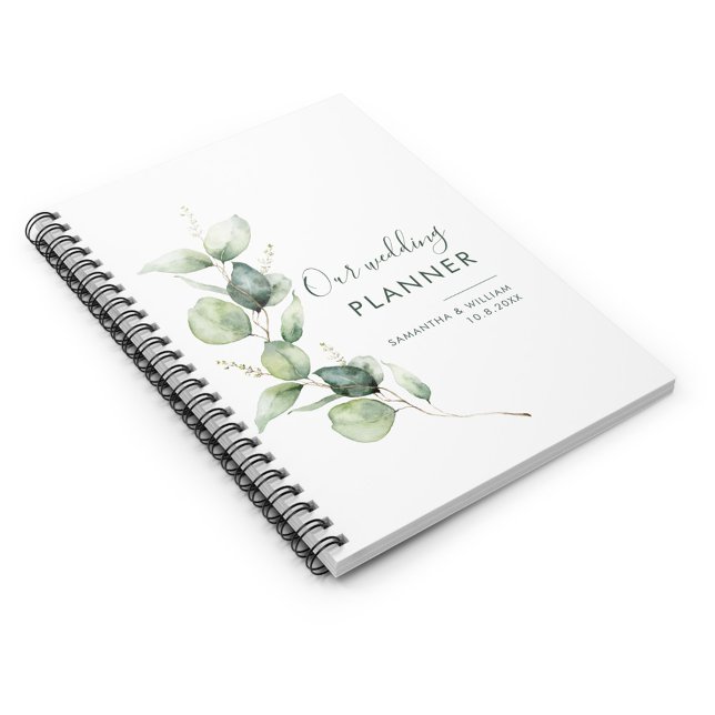 Personalized Eucalyptus Couples Wedding Planner (Eucalyptus Greenery Wedding Planner)