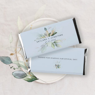 Personalized Eucalyptus Dusty Blue Wedding   Hershey Bar Favors