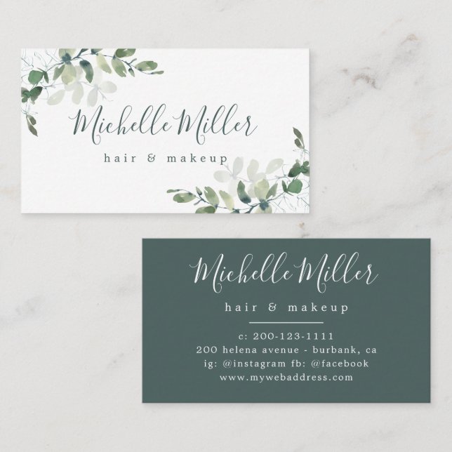 Personalized Eucalyptus Greenery Business Card (Front/Back)
