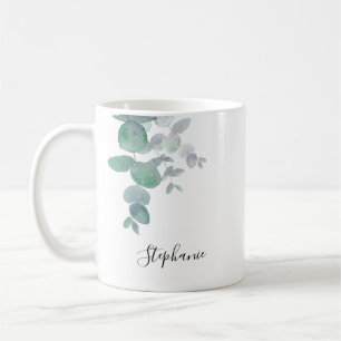 Personalized Eucalyptus Greenery Coffee Mug