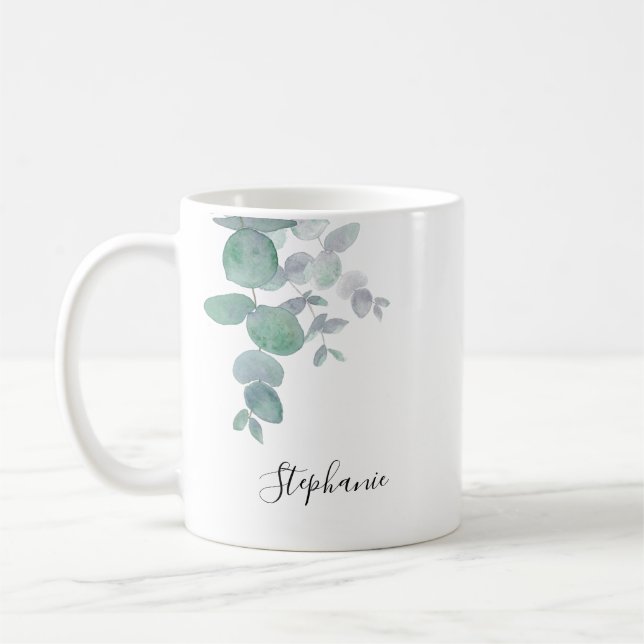 Personalized Eucalyptus Greenery  Coffee Mug (Left)
