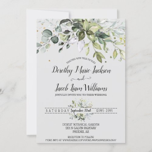 Personalized Eucalyptus Greenery Foliage Wedding Invitation