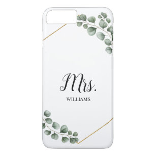 Personalized Eucalyptus Greenery Mrs Bride iPhone 8 Plus/7 Plus Case