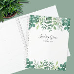 Personalized Eucalyptus Greenery Planner<br><div class="desc">This Planner is decorated with watercolor eucalyptus and foliage in shades of green.
Easily customizable. 
Use the Design Tool option to change the text size,  style,  and color. 
Because we create our artwork you won't find this exact image from other designers. 
Original Watercolor © Michele Davies.</div>