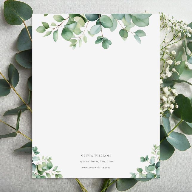 Personalized Eucalyptus Greenery Stationery Paper (Creator Uploaded)