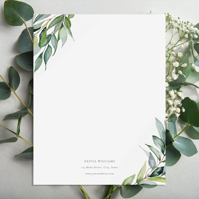 Personalized Eucalyptus Greenery Stationery Paper (Creator Uploaded)
