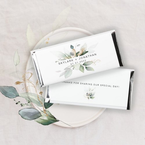 Personalized Eucalyptus Greenery Wedding  Hershey Bar Favors