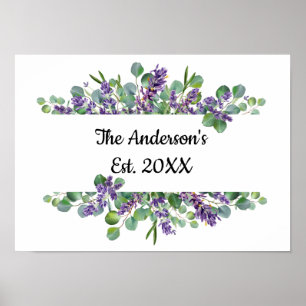 Personalized Eucalyptus Lavender Greenery Wedding Poster