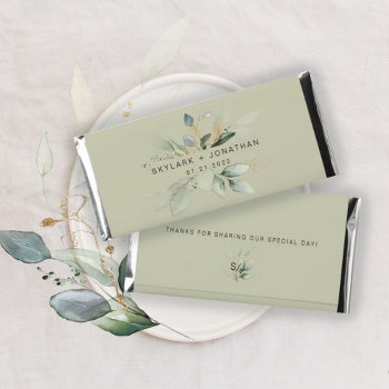 Personalized Eucalyptus Moss Green Wedding  Hershey Bar Favors by designcurvestudios at Zazzle
