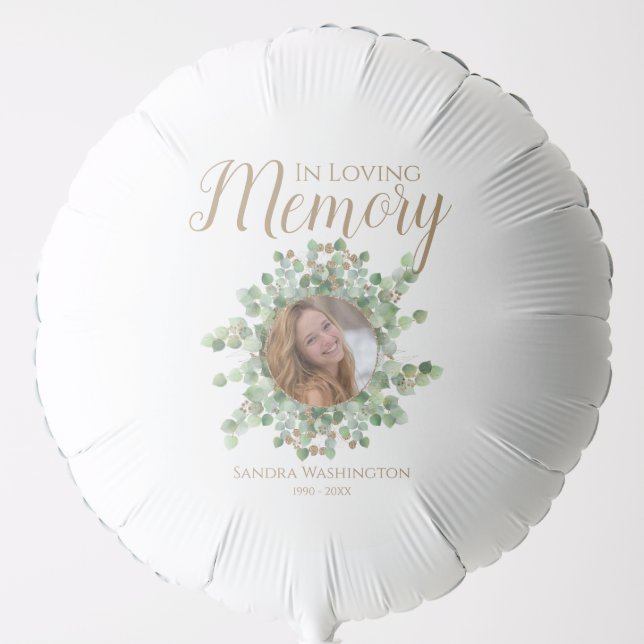 Personalized Eucalyptus Photo Memorial Balloon (Front)