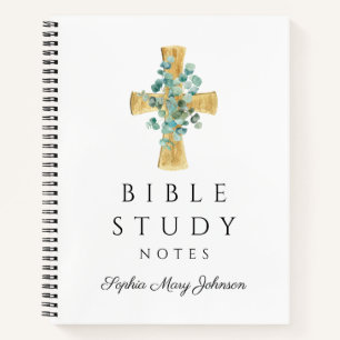 Personalized Eucalyptus Religious Cross Notebook
