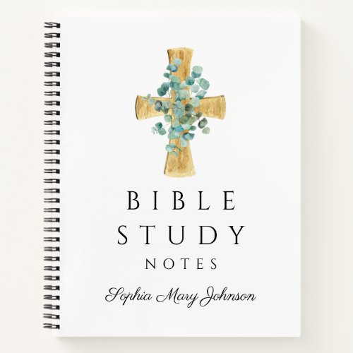 Personalized Eucalyptus Religious Cross Notebook