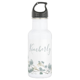 Personalized Eucalyptus Stainless Steel Water Bottle