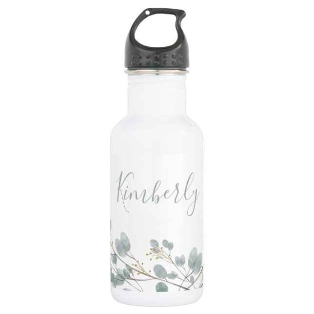 Personalized Eucalyptus Stainless Steel Water Bottle (Front)