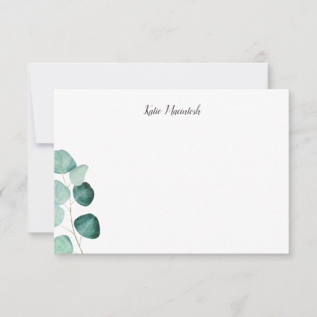 Personalized Eucalyptus Stationery Thank You Card (Front)