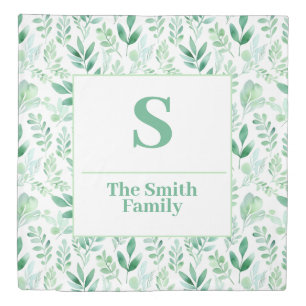 Personalized Eucalyptus Watercolor Sage Leaves  Duvet Cover